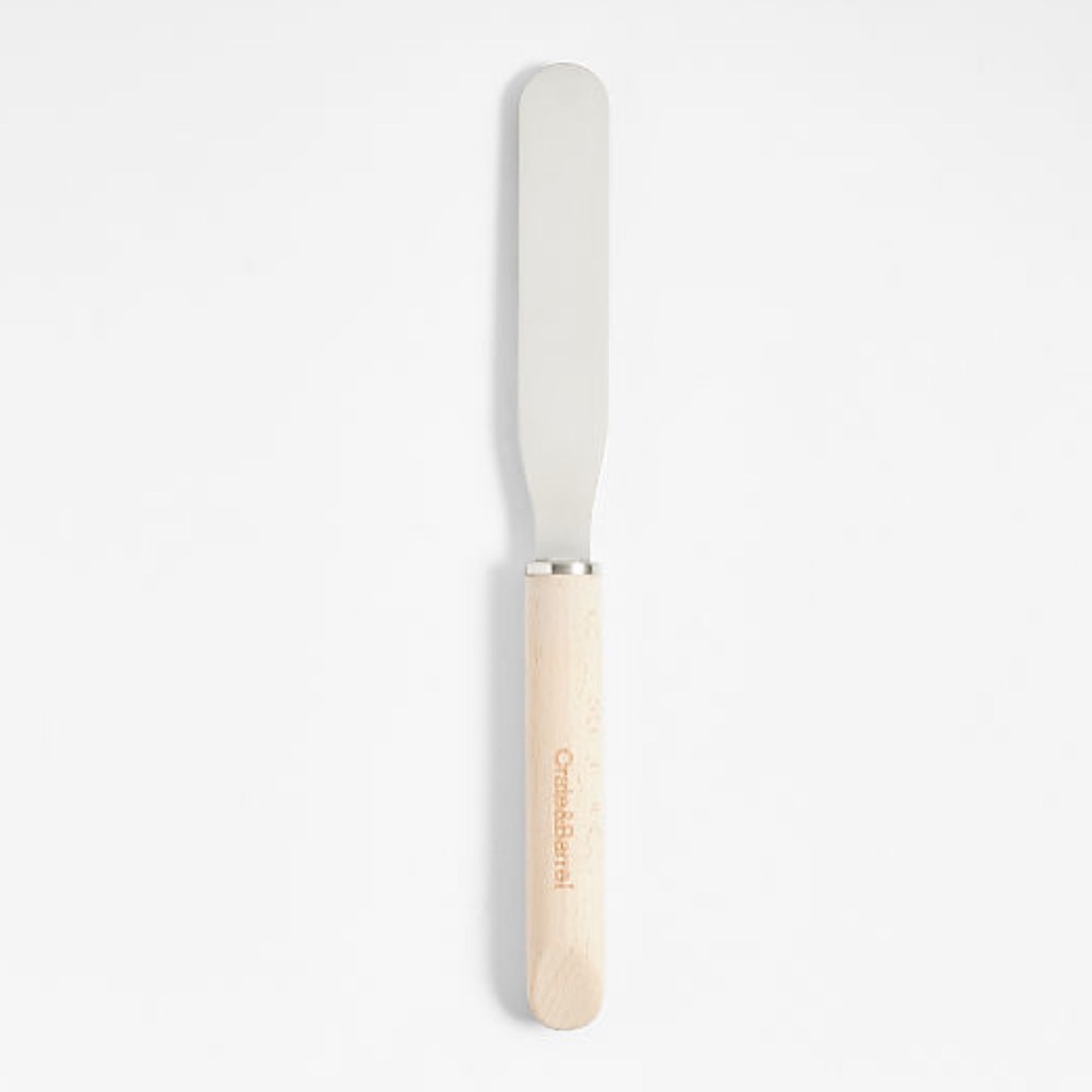New! Crate&Barrel Stainless Steel Spatula with Beechwood Handle 10.51”